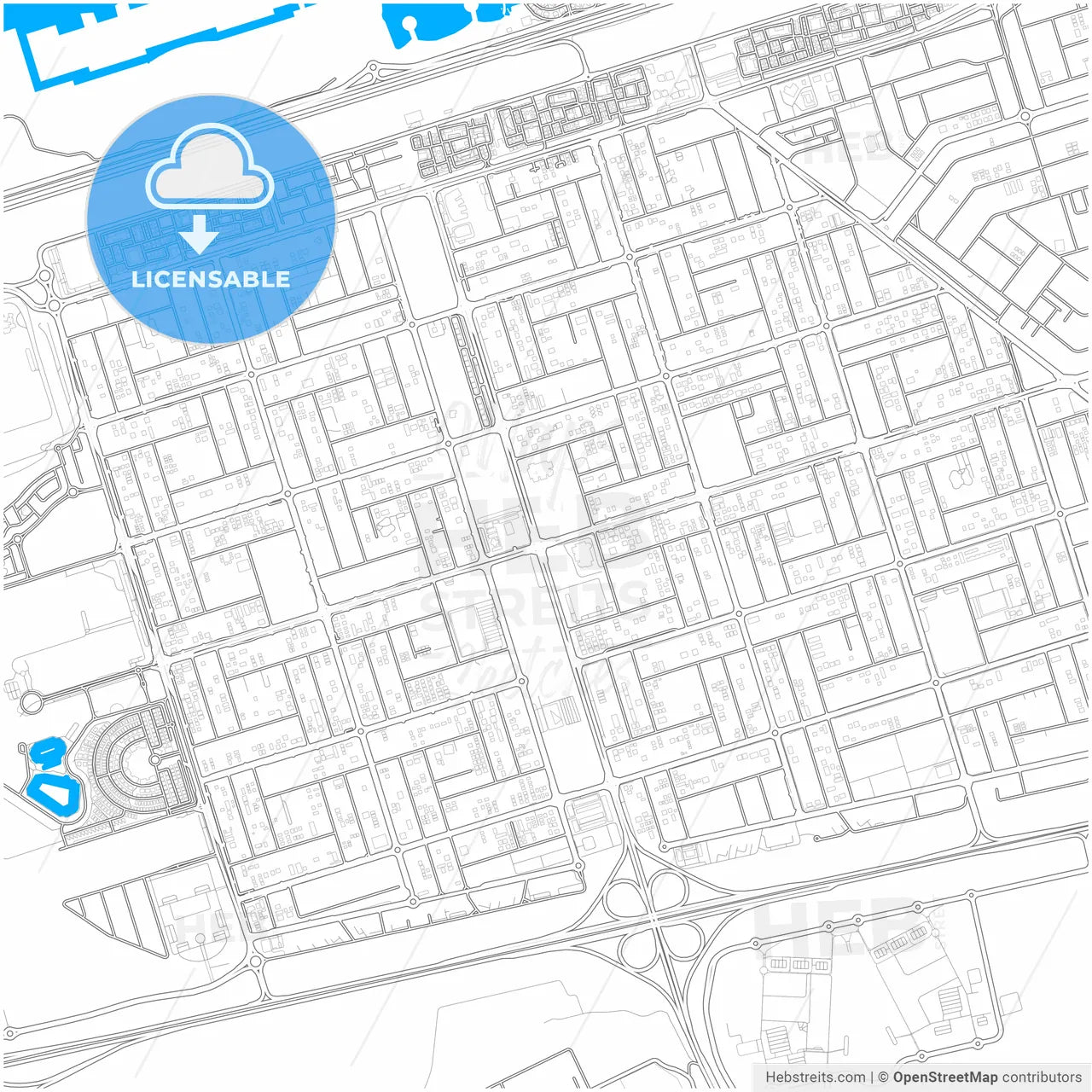 Khalifah A City, United Arab Emirates, city map with high resolution roads.
