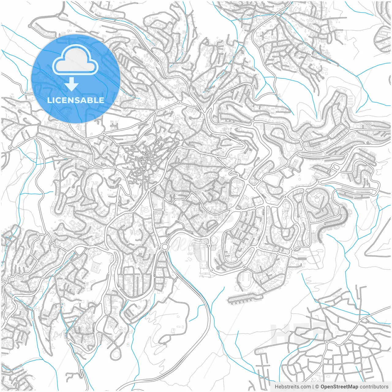 Nazareth, North, Israel, city map with high resolution roads.