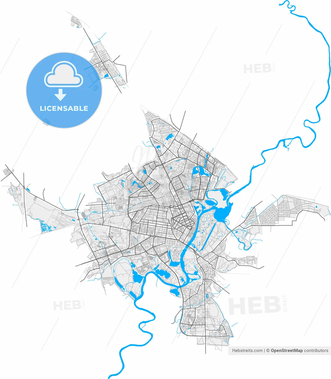 Gomel, Voblasć, Belarus, high resolution vector map - Instant download PDF and JPG
