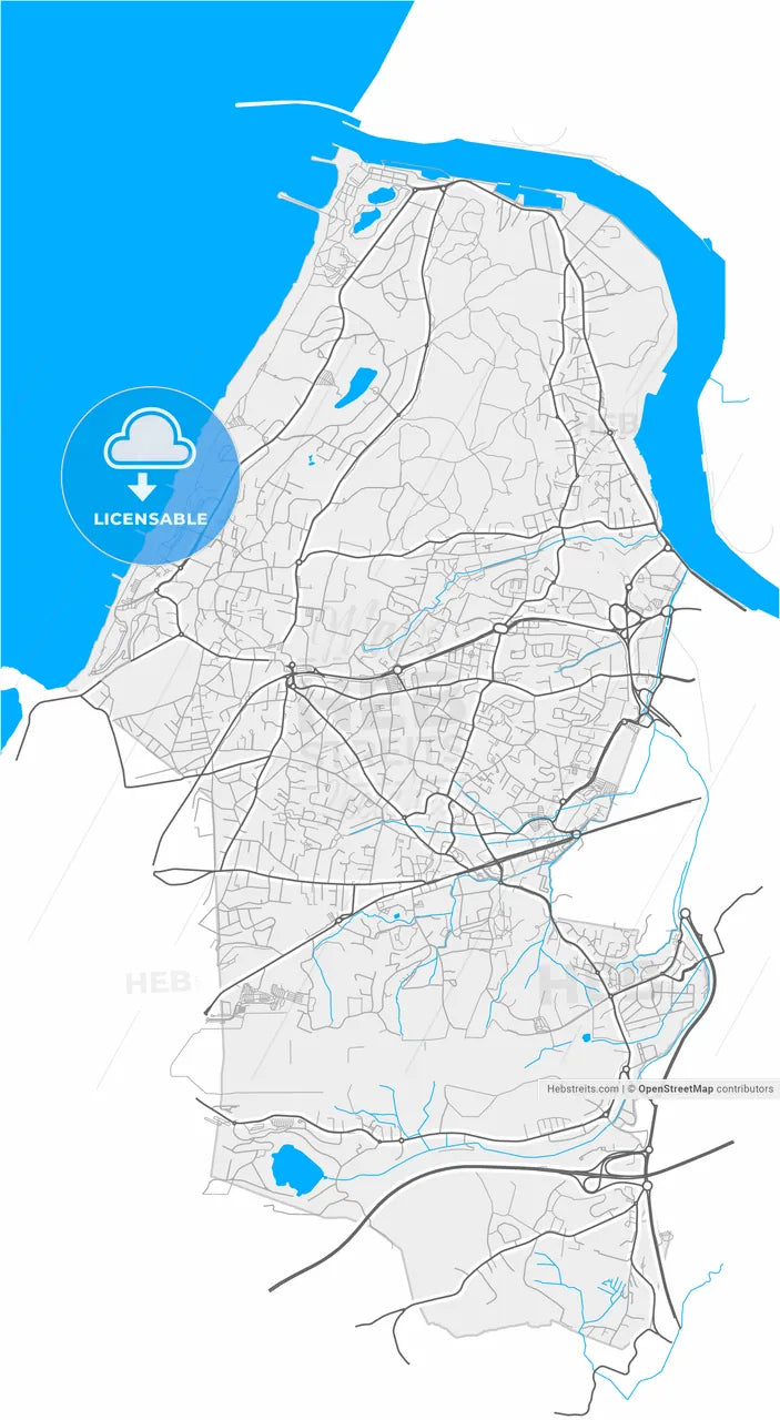 Anglet, Pyrénées-Atlantiques, France, high resolution vector map - Instant download PDF and JPG