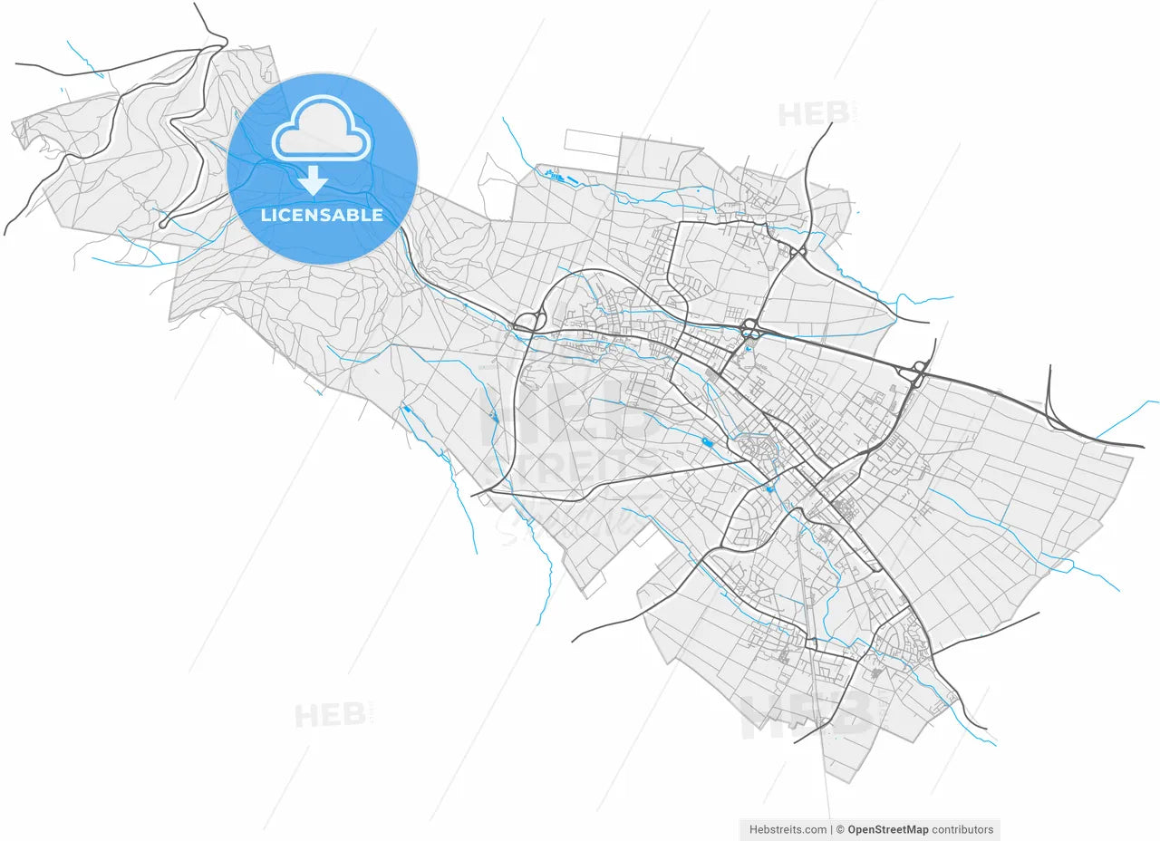 Oberursel (Taunus), Hesse, Germany, high resolution vector map - Instant download PDF and JPG