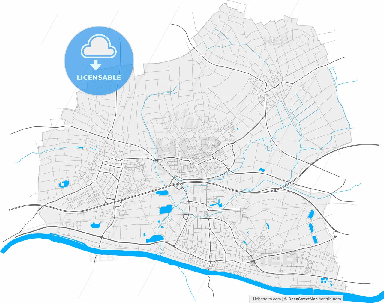 Maintal, Hesse, Germany, high resolution vector map - Instant download PDF and JPG