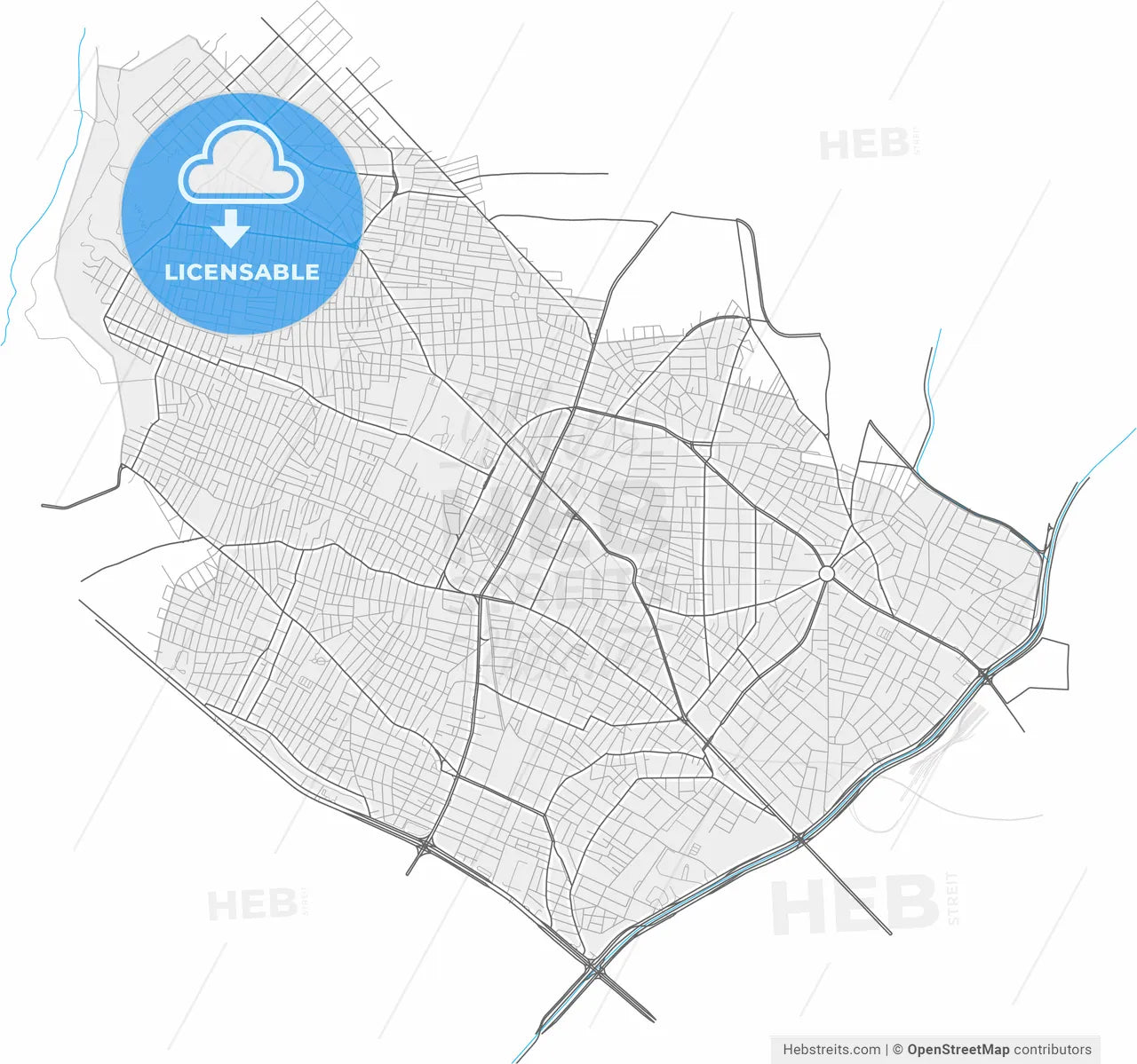 Peristeri, Attica, Greece, high resolution vector map - Instant download PDF and JPG