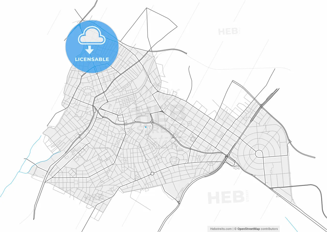 Nea Ionia, Attica, Greece, high resolution vector map - Instant download PDF and JPG