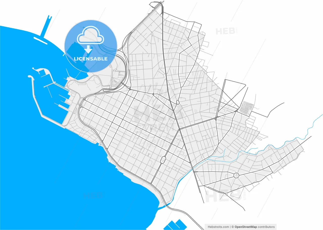 Palaio Faliro, Attica, Greece, high resolution vector map - Instant download PDF and JPG