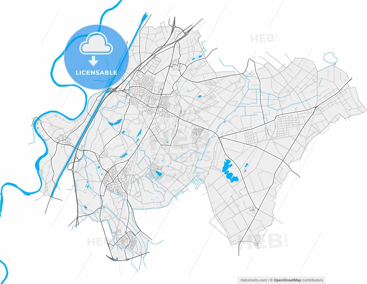Echt-Susteren, Limburg, Netherlands, high resolution vector map - Instant download PDF and JPG