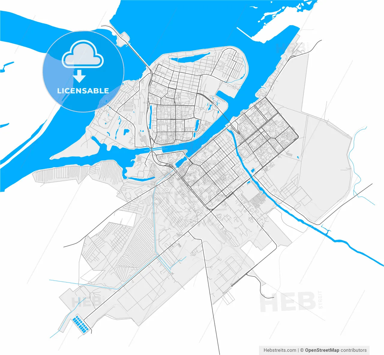 Balakovo, Saratov Oblast, Russia, high resolution vector map - Instant download PDF and JPG