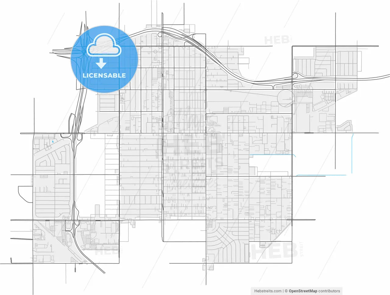 Hawthorne, California, United States, high resolution vector map - Instant download PDF and JPG