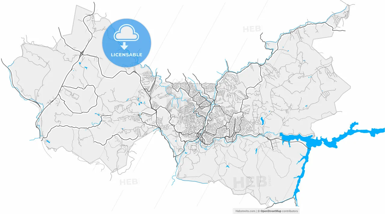 Franco da Rocha, Brazil, high resolution vector map - Instant download PDF and JPG