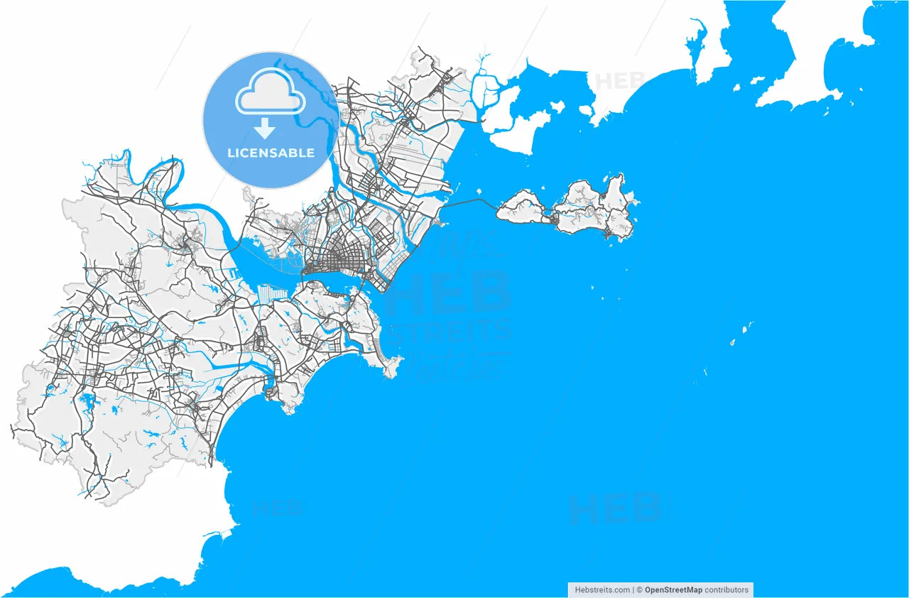 Shantou, Guangdong, China, high resolution vector map - Instant download PDF and JPG