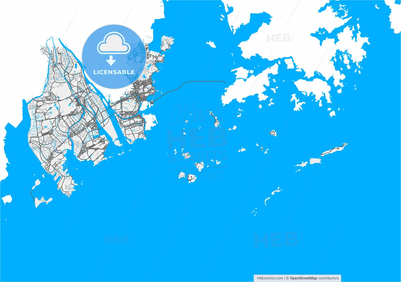 Zhuhai, Guangdong, China, high resolution vector map - Instant download PDF and JPG