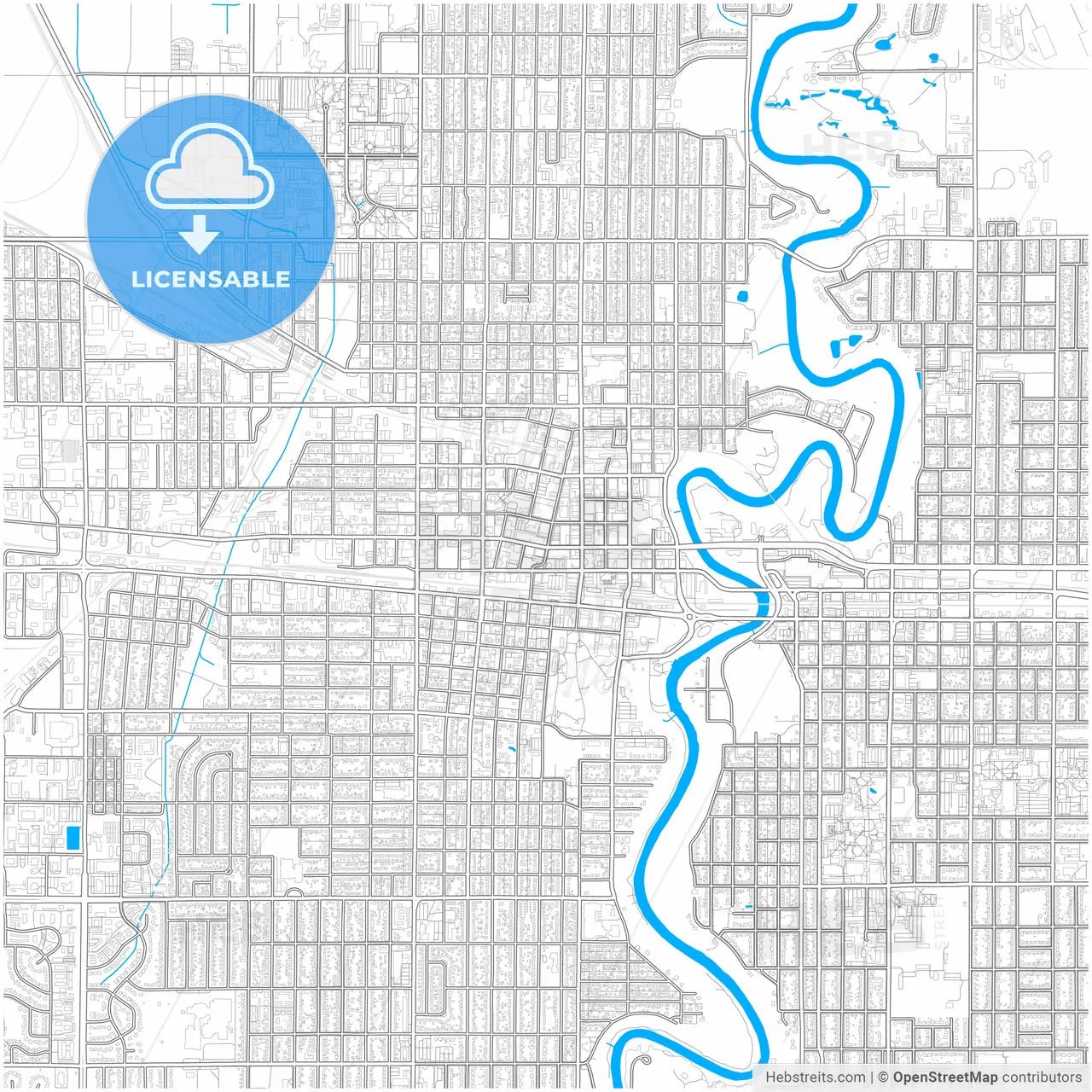 Fargo, North Dakota, United States, city map with high resolution roads.