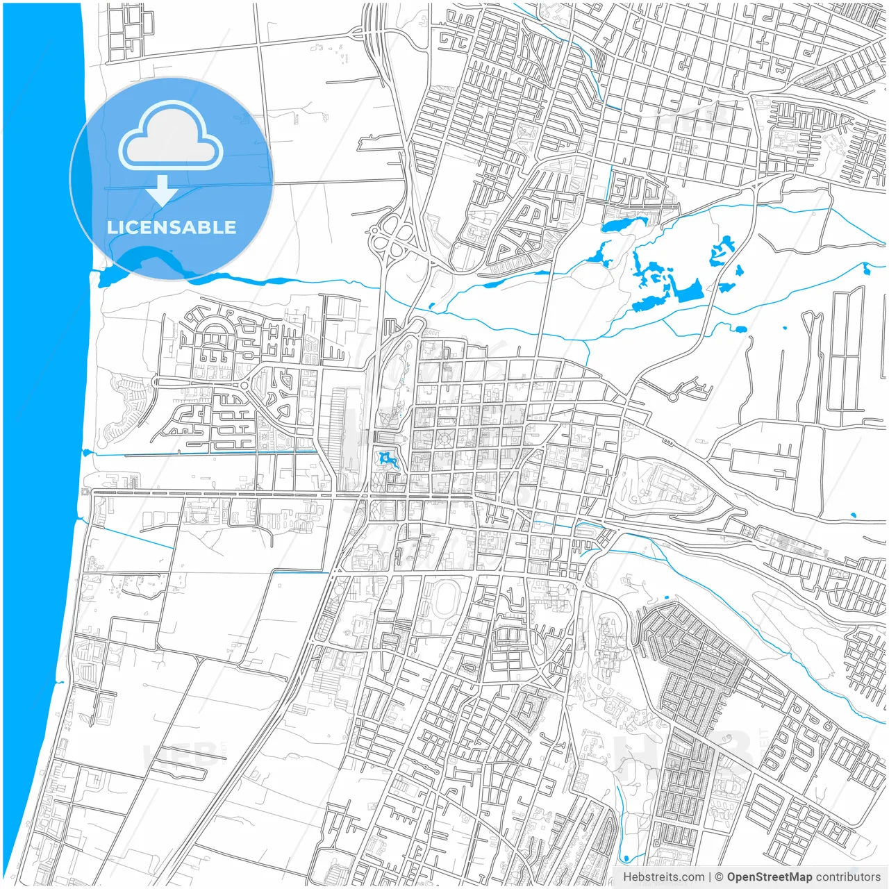 La Serena, Chile, city map with high resolution roads.
