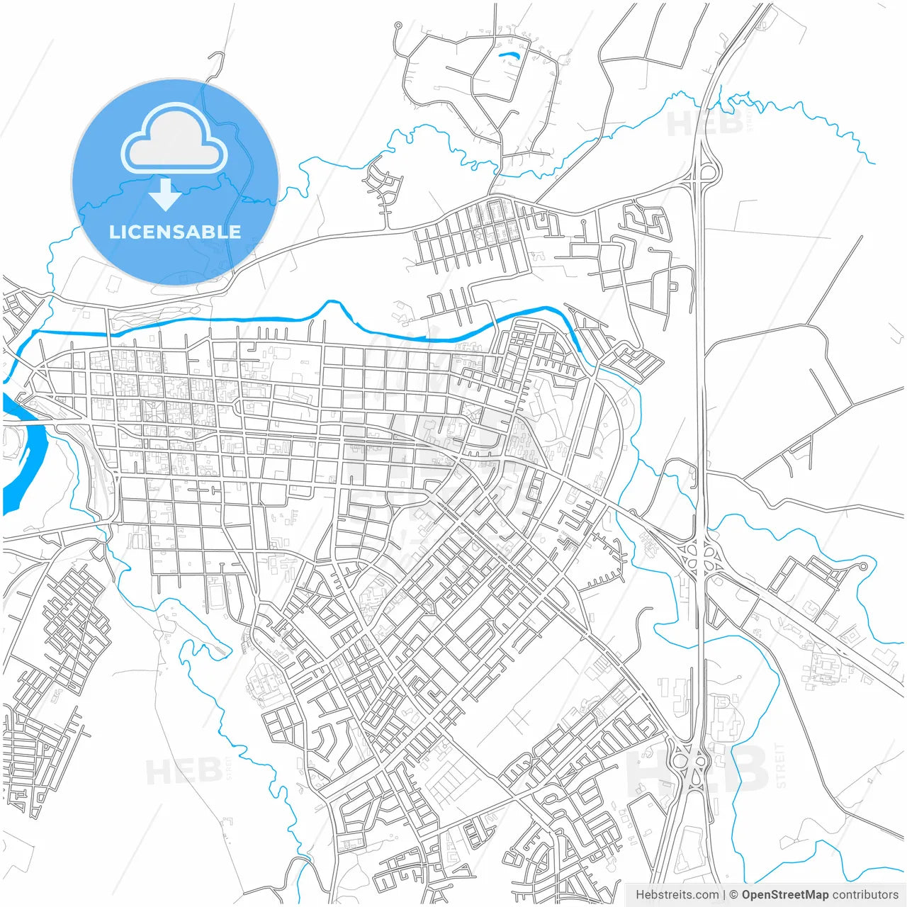 Osorno, Chile, city map with high resolution roads.