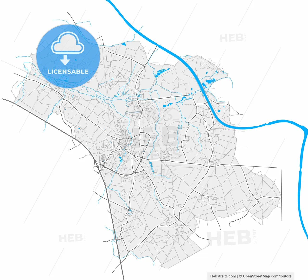 Bilzen, Limburg, Belgium, high resolution vector map - Instant download PDF and JPG