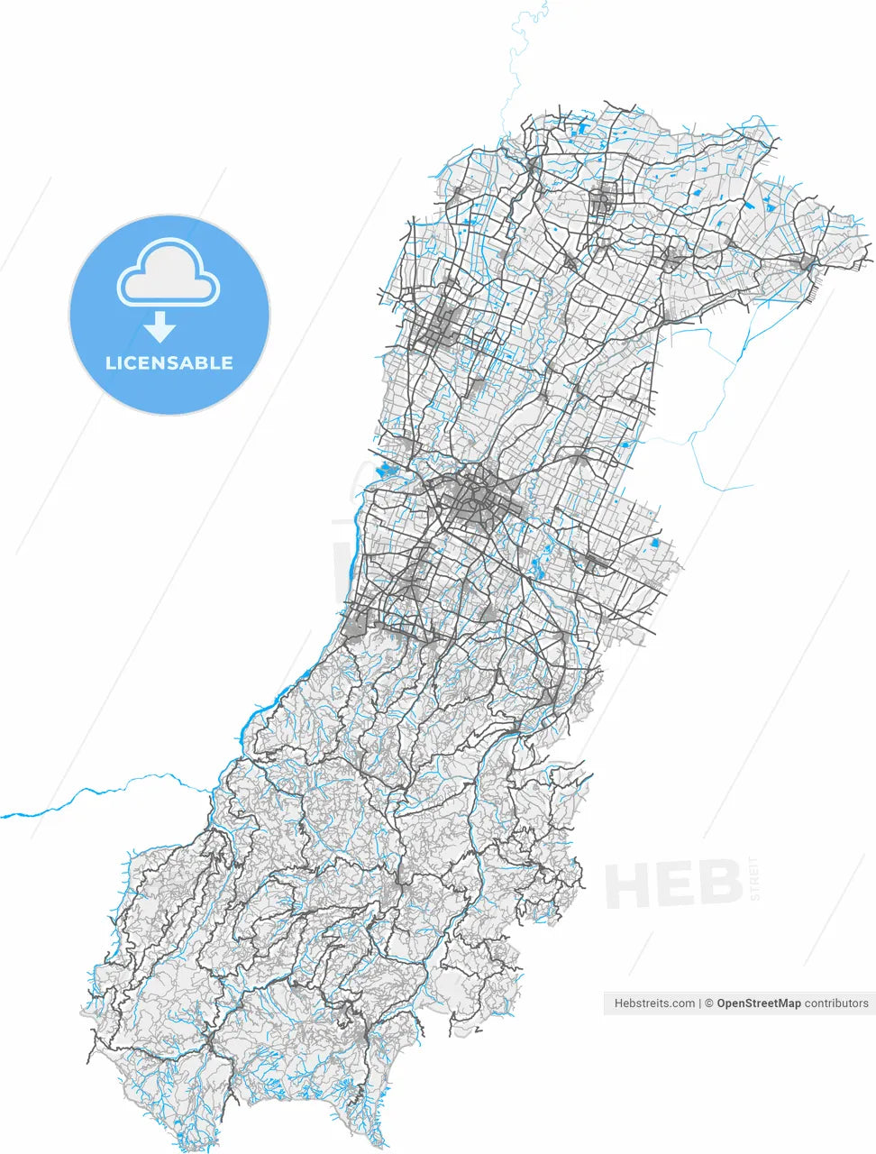Modena, Emilia-Romagna, Italy, high resolution vector map - Instant download PDF and JPG
