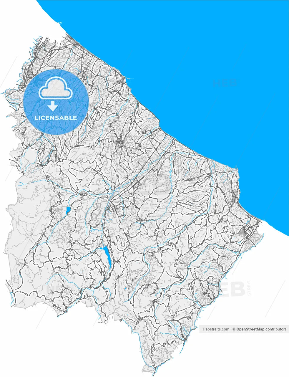 Chieti, Abruzzo, Italy, high resolution vector map - Instant download PDF and JPG
