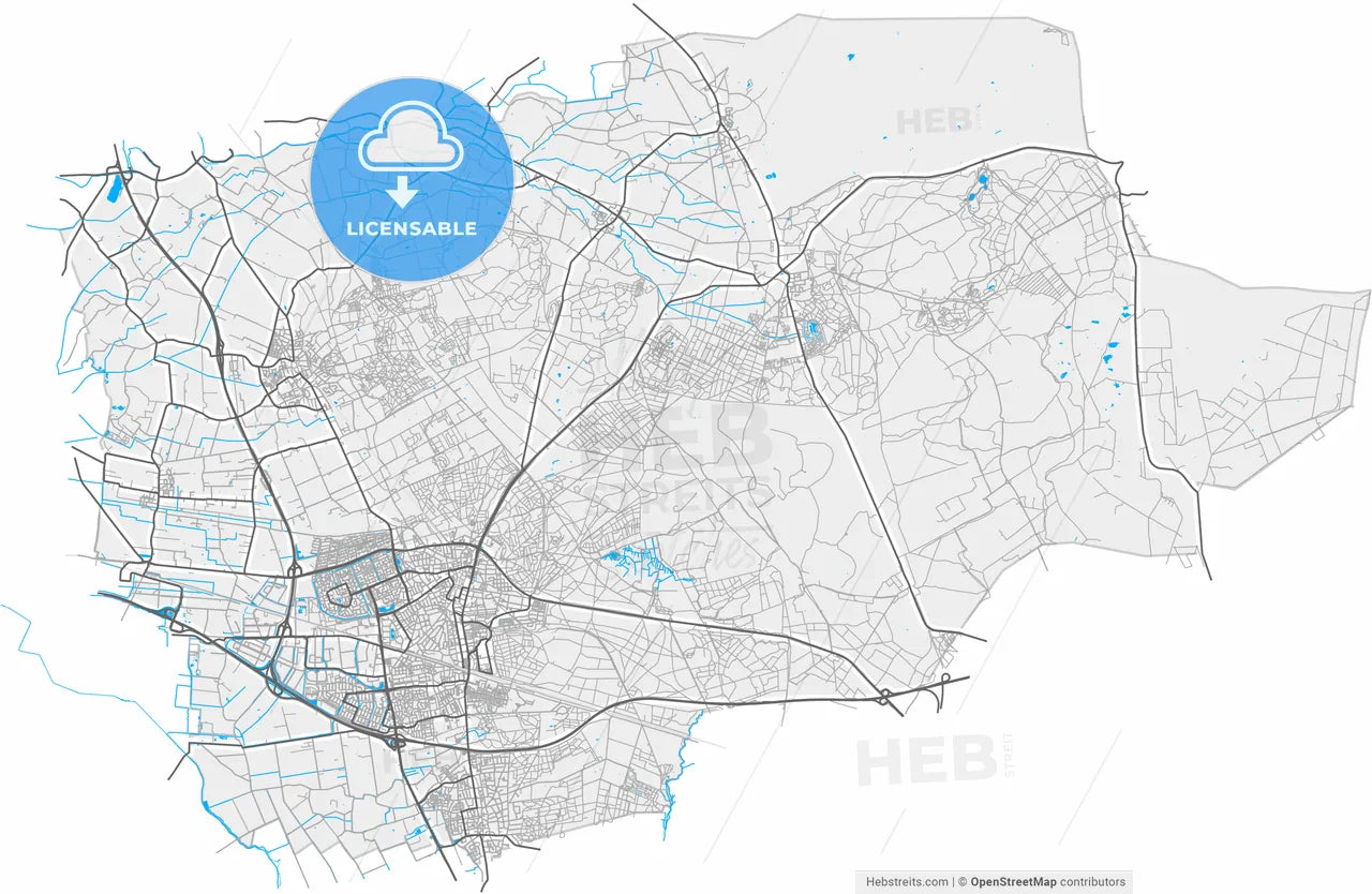 Ede, Gelderland, Netherlands, high resolution vector map - Instant download PDF and JPG