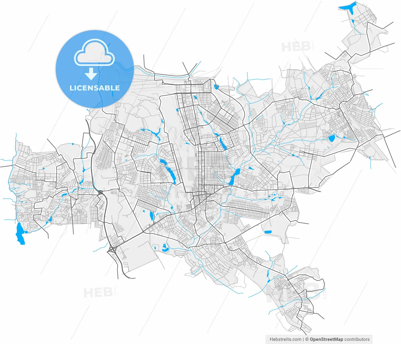 Makiivka, Donetsk Oblast, Ukraine, high resolution vector map - Instant download PDF and JPG