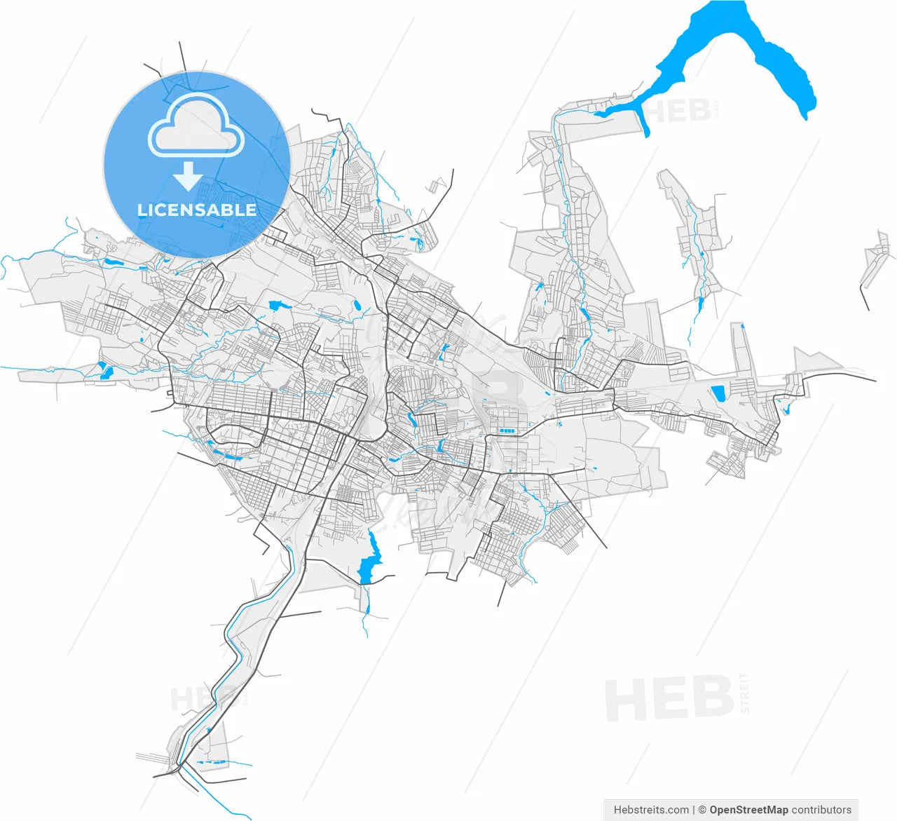 Horlivka, Donetsk Oblast, Ukraine, high resolution vector map - Instant download PDF and JPG