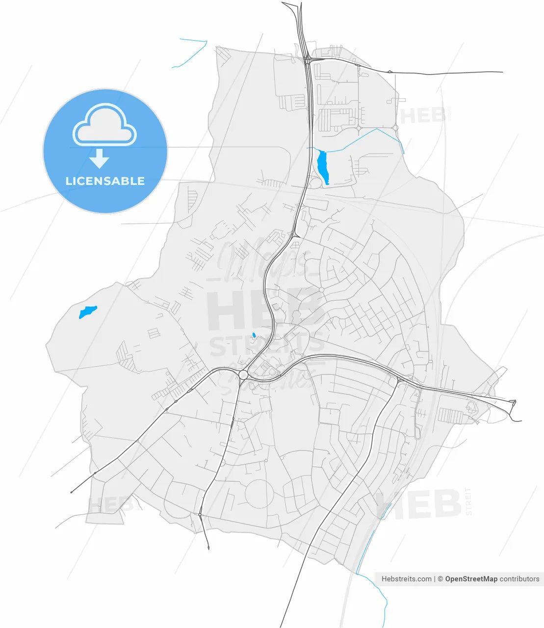 Filton, South West England, England, high resolution vector map - Instant download PDF and JPG