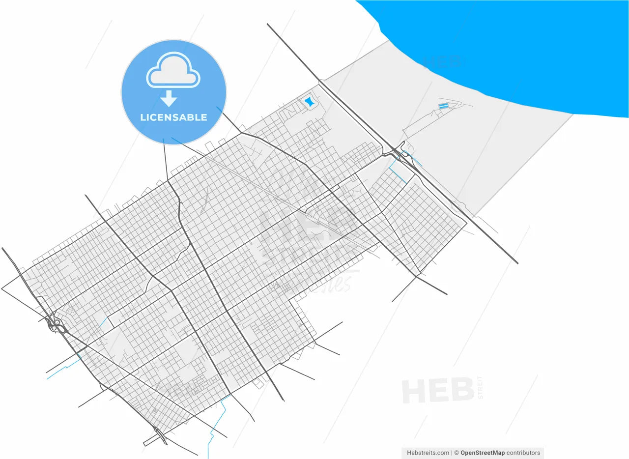 Berazategui, Argentina, high resolution vector map - Instant download PDF and JPG