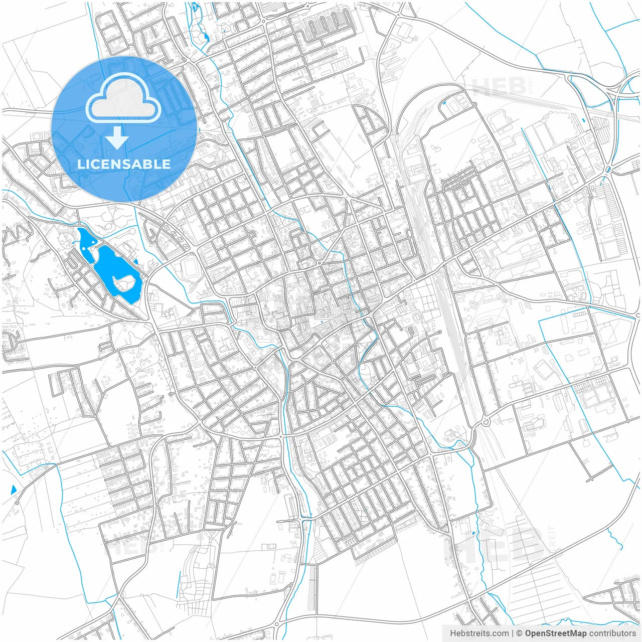 Szombathely, Vas, Hungary, city map with high resolution roads.