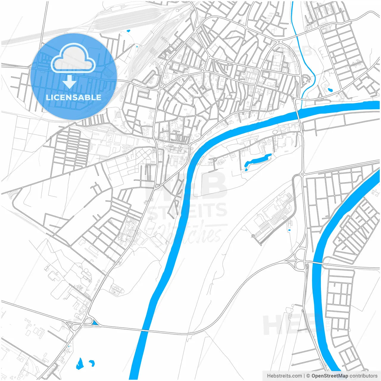 Szolnok, Jász-Nagykun-Szolnok, Hungary, city map with high resolution roads.