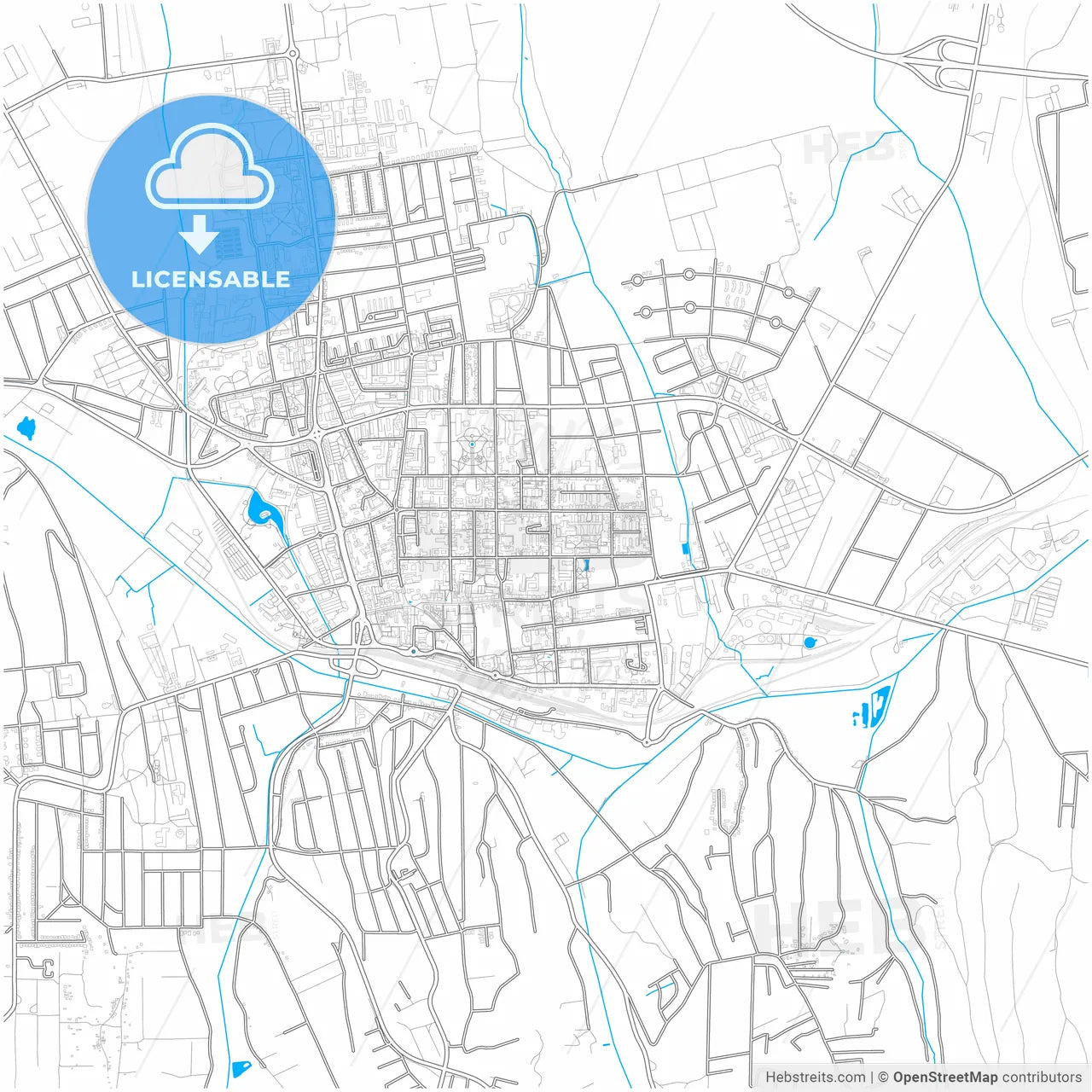 Kaposvár, Somogy, Hungary, city map with high resolution roads.