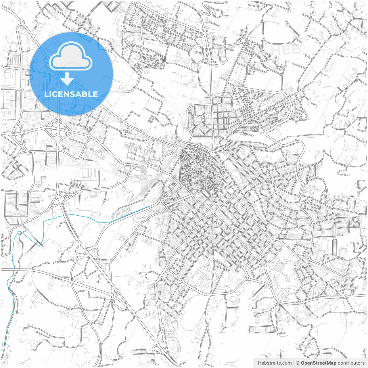 Sassari, Sardinia, Italy, city map with high resolution roads.