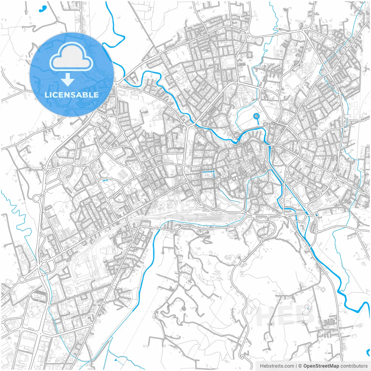 Vicenza, Veneto, Italy, city map with high resolution roads.