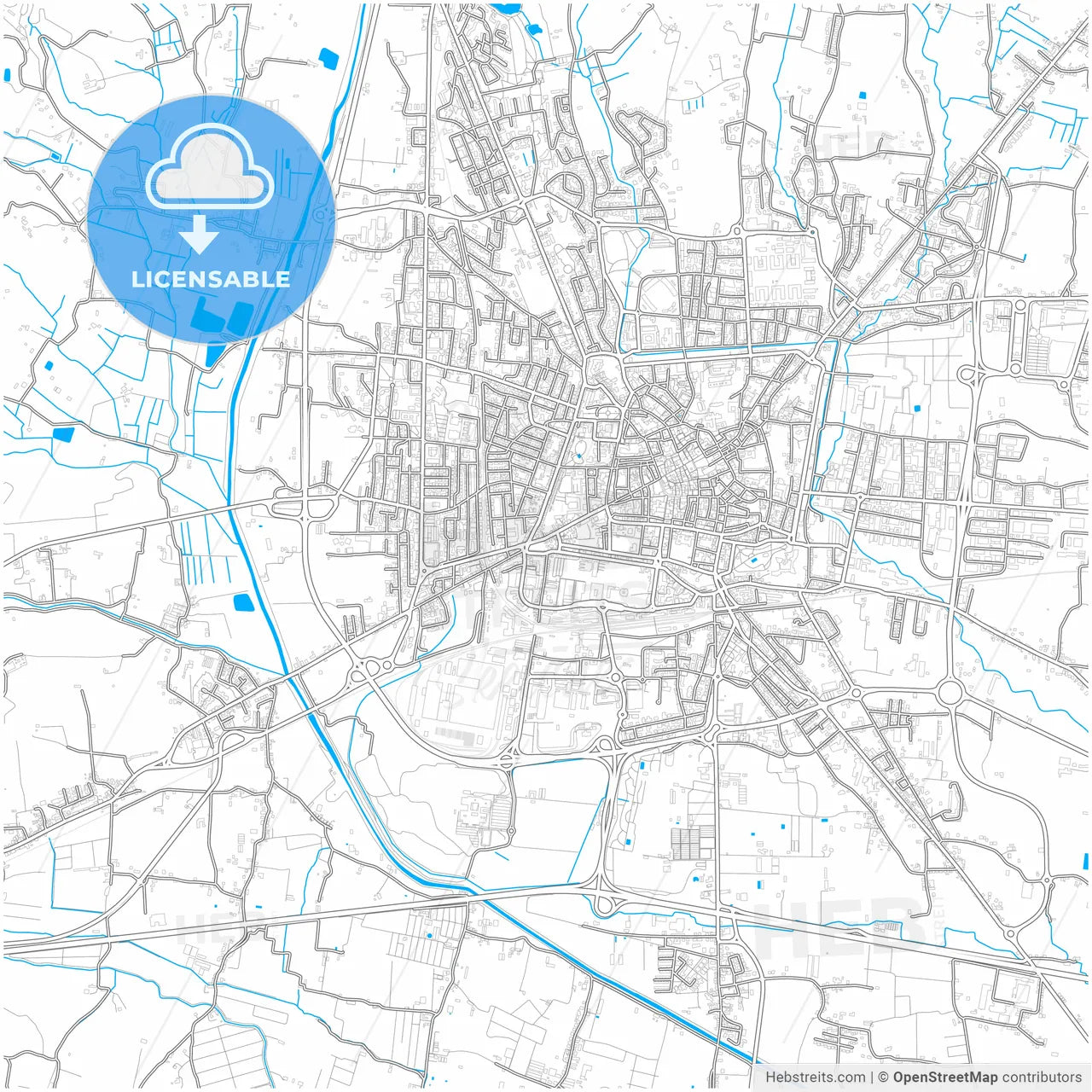 Pistoia, Tuscany, Italy, city map with high resolution roads.