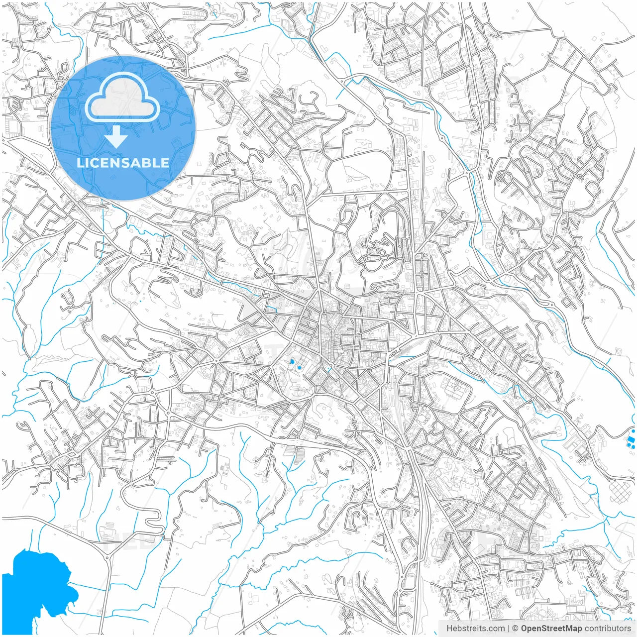Varese, Lombardy, Italy, city map with high resolution roads.