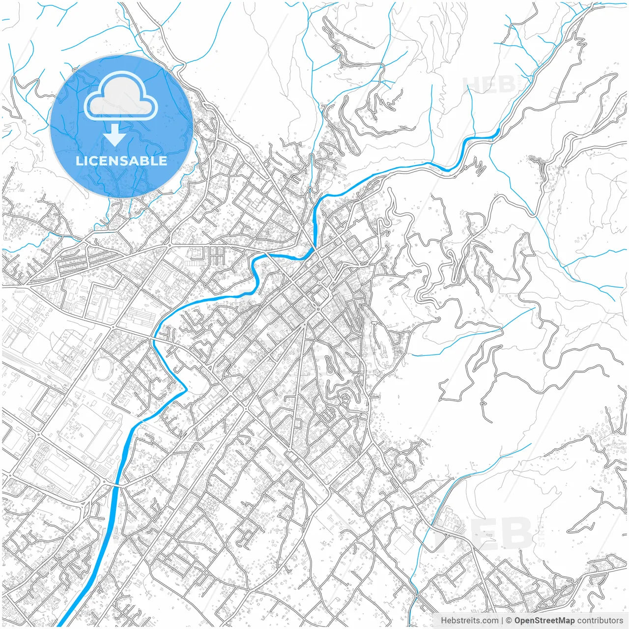 Massa, Tuscany, Italy, city map with high resolution roads.
