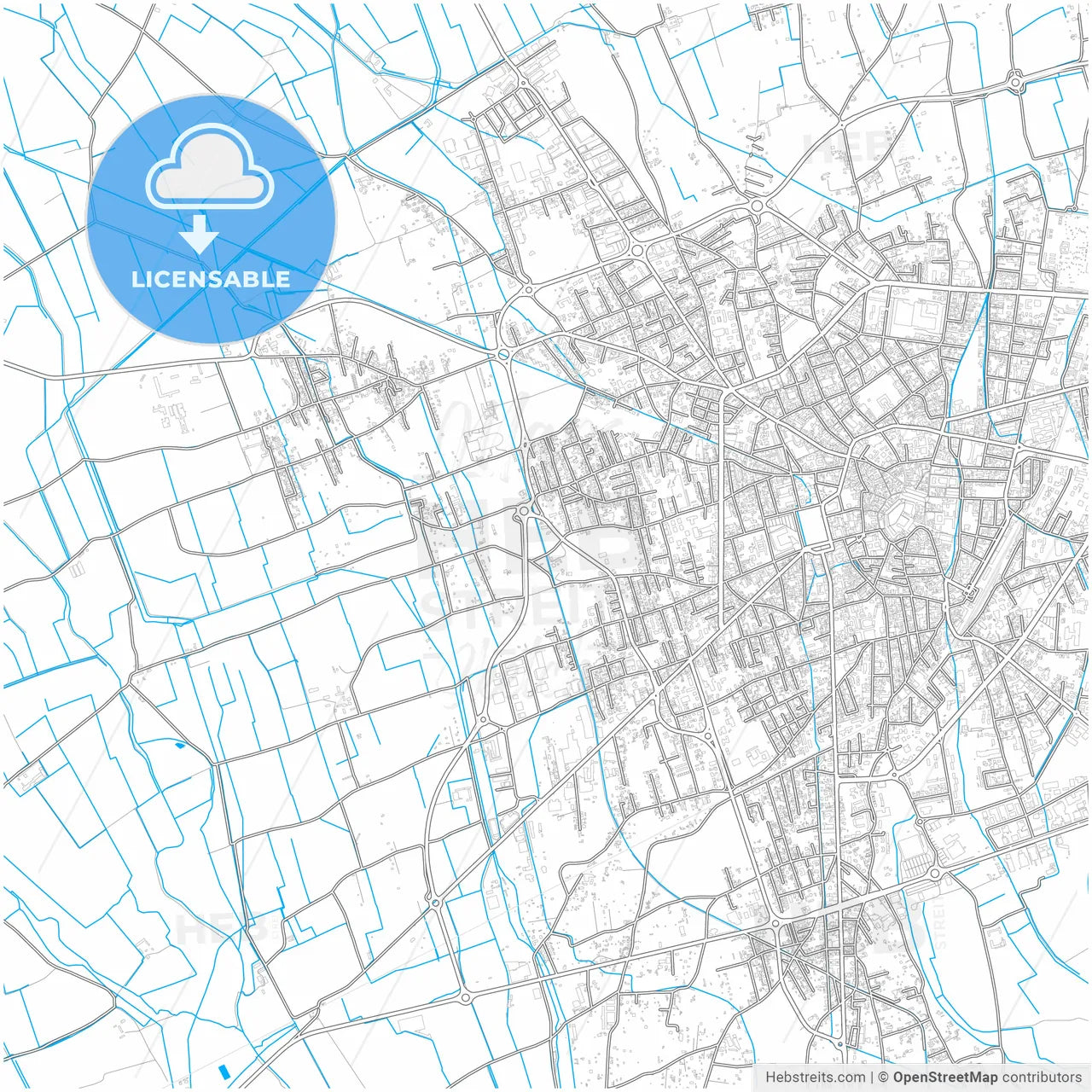 Vigevano, Lombardy, Italy, city map with high resolution roads.