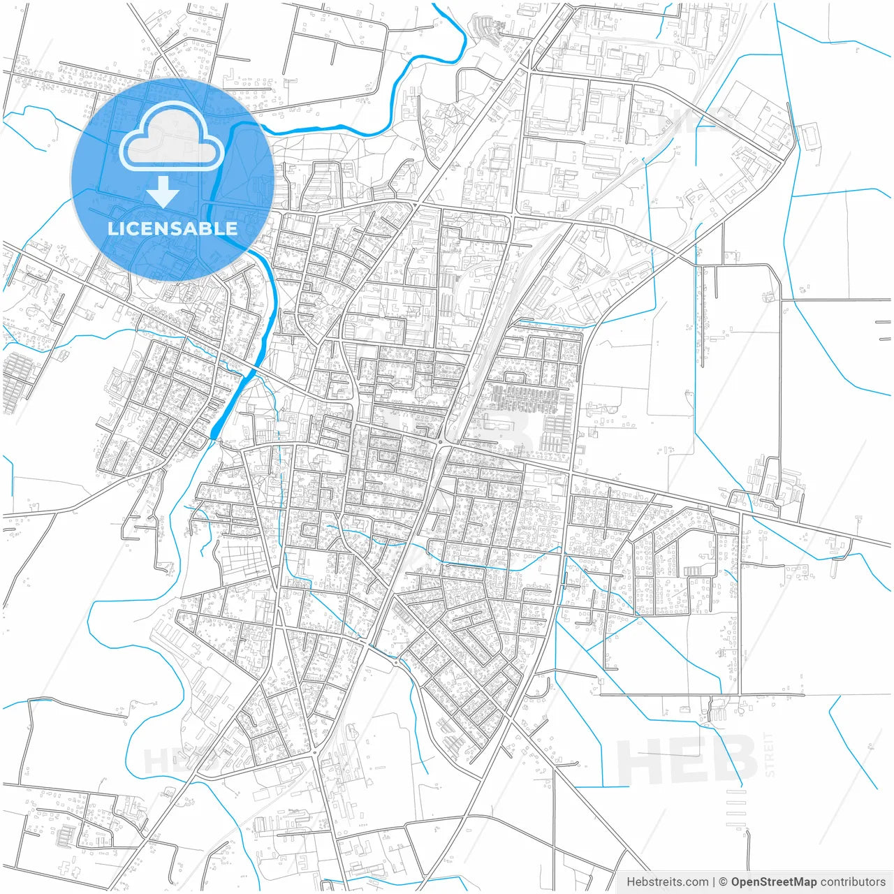 Marijampolė, Marijampolė County, Lithuania, city map with high resolution roads.