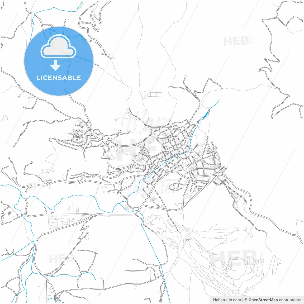 Pljevlja, Northern, Montenegro, city map with high resolution roads.