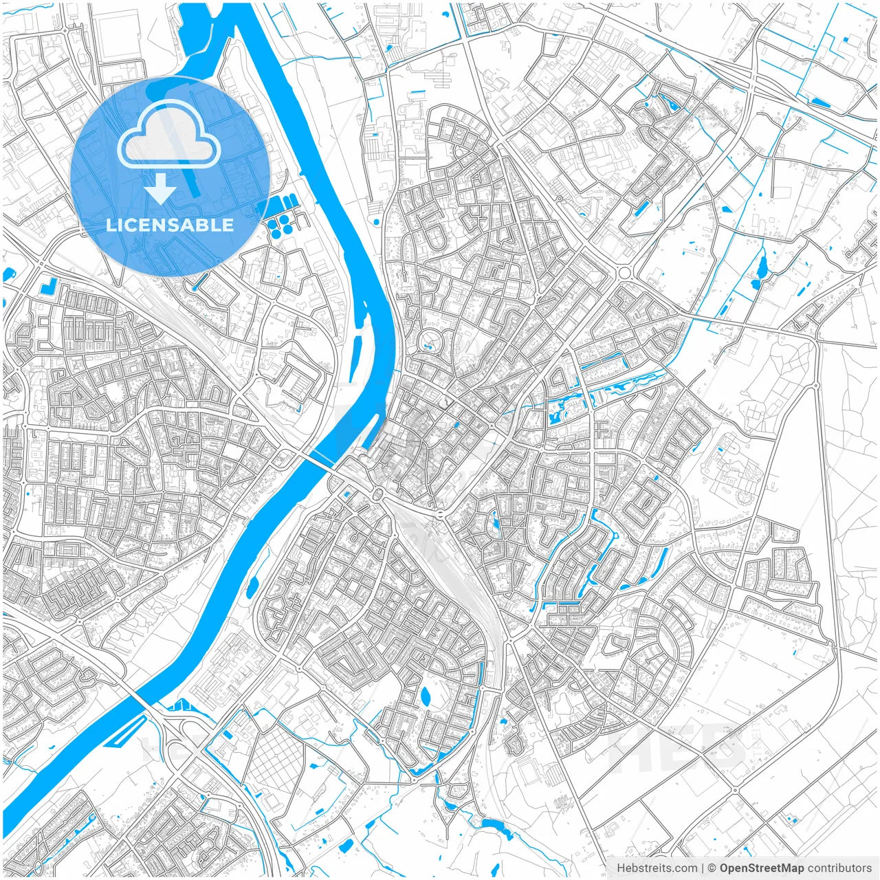 Venlo, Limburg, Netherlands, city map with high resolution roads.