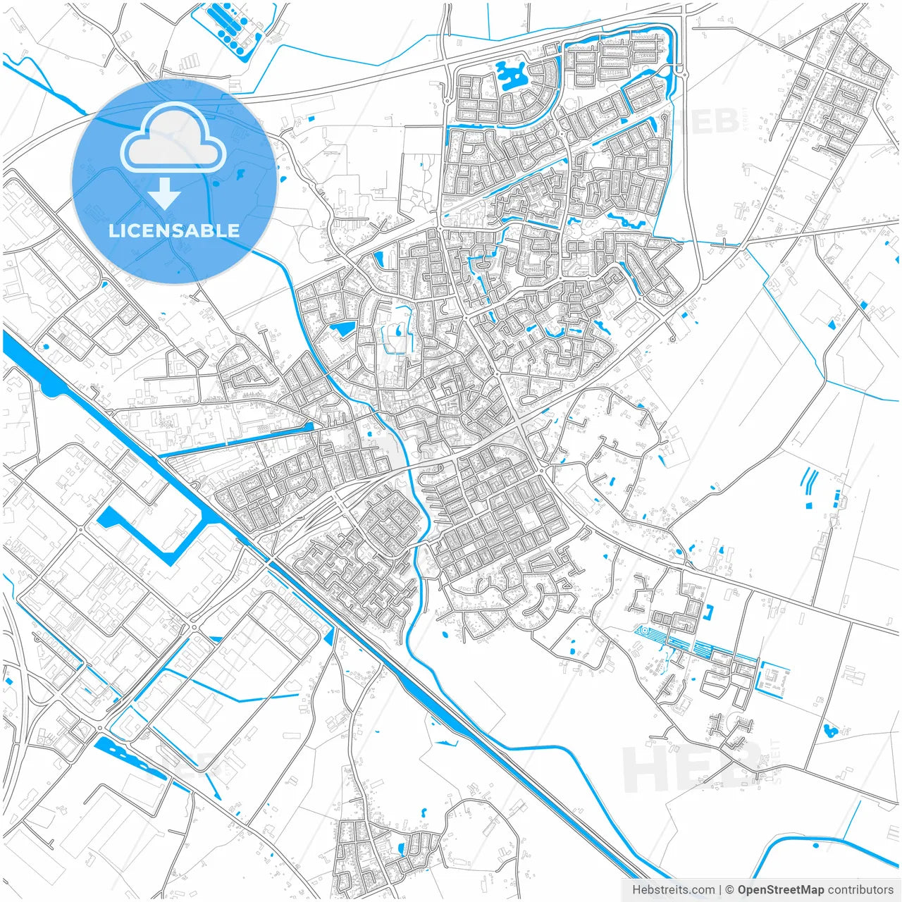 Meierijstad, North Brabant, Netherlands, city map with high resolution roads.