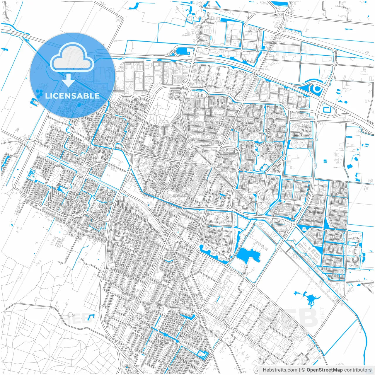 Veenendaal, Utrecht, Netherlands, city map with high resolution roads.