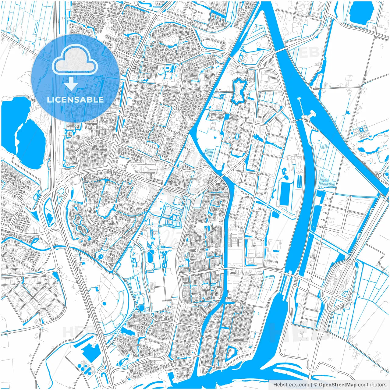 Nieuwegein, Utrecht, Netherlands, city map with high resolution roads.