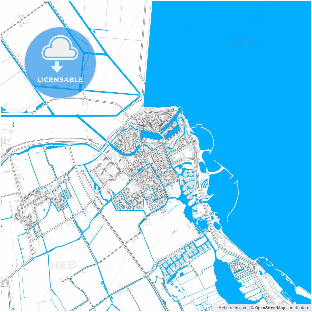 Medemblik, North Holland, Netherlands, city map with high resolution roads.