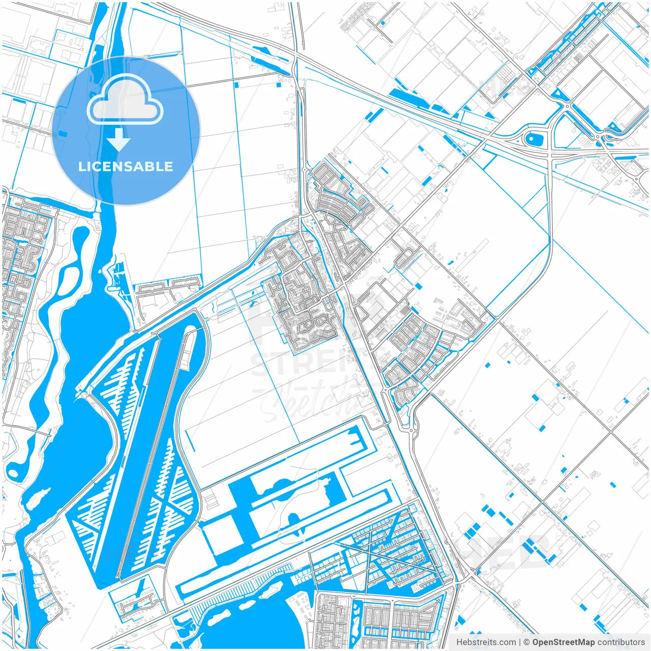 Zuidplas, South Holland, Netherlands, city map with high resolution roads.