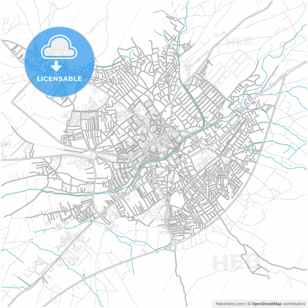 Prilep, North Macedonia, city map with high resolution roads.