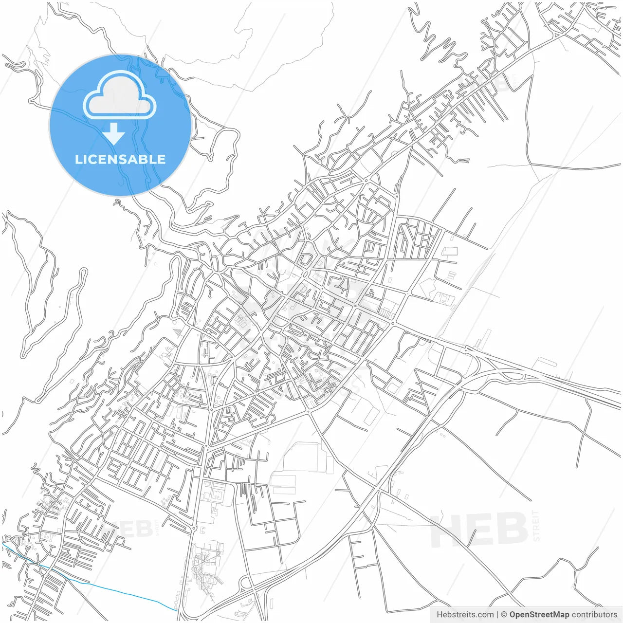 Tetovo, North Macedonia, city map with high resolution roads.