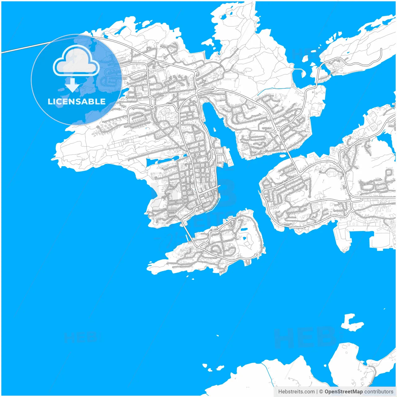 Kristiansund, Møre og Romsdal, Norway, city map with high resolution roads.