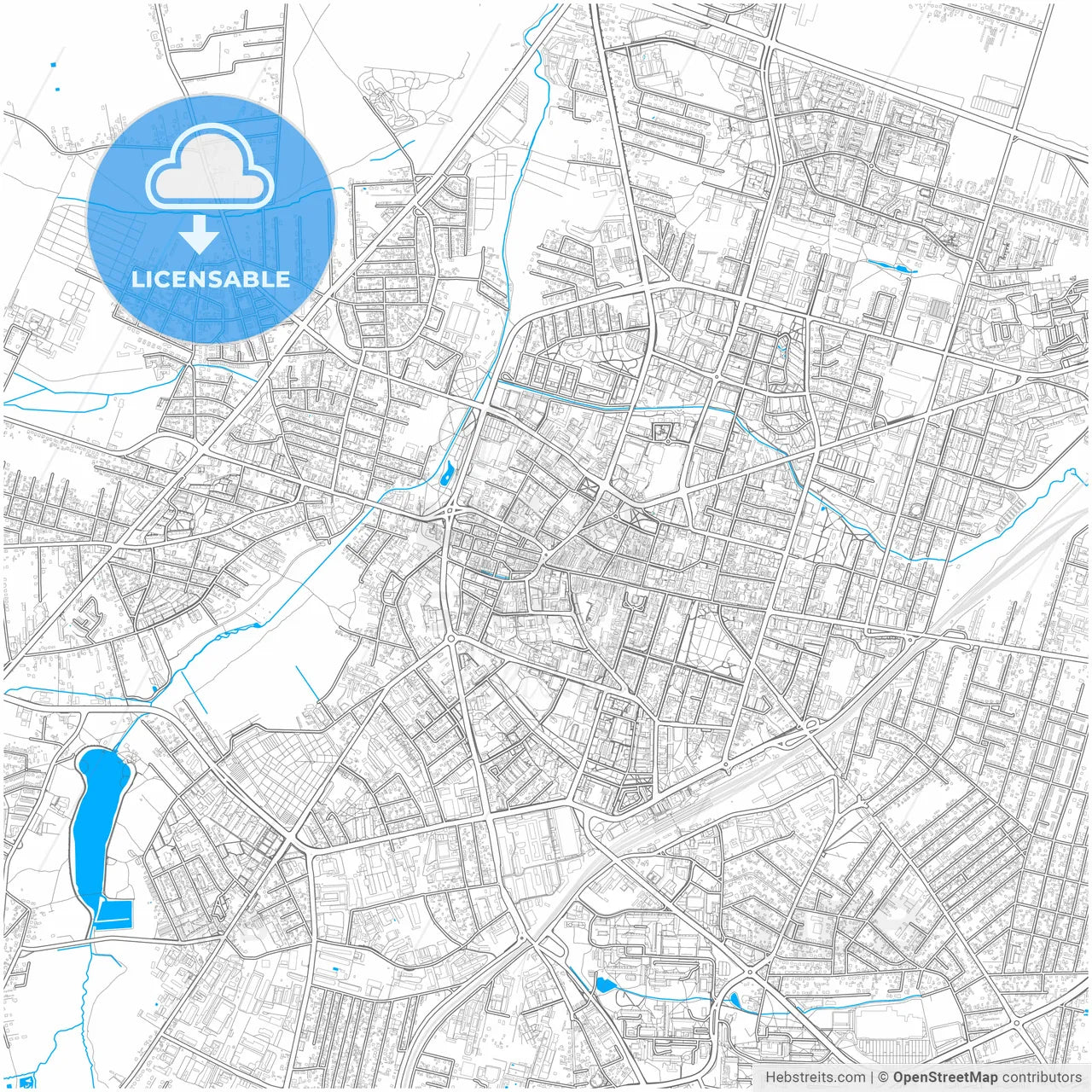 Radom, Masovian, Poland, city map with high resolution roads.