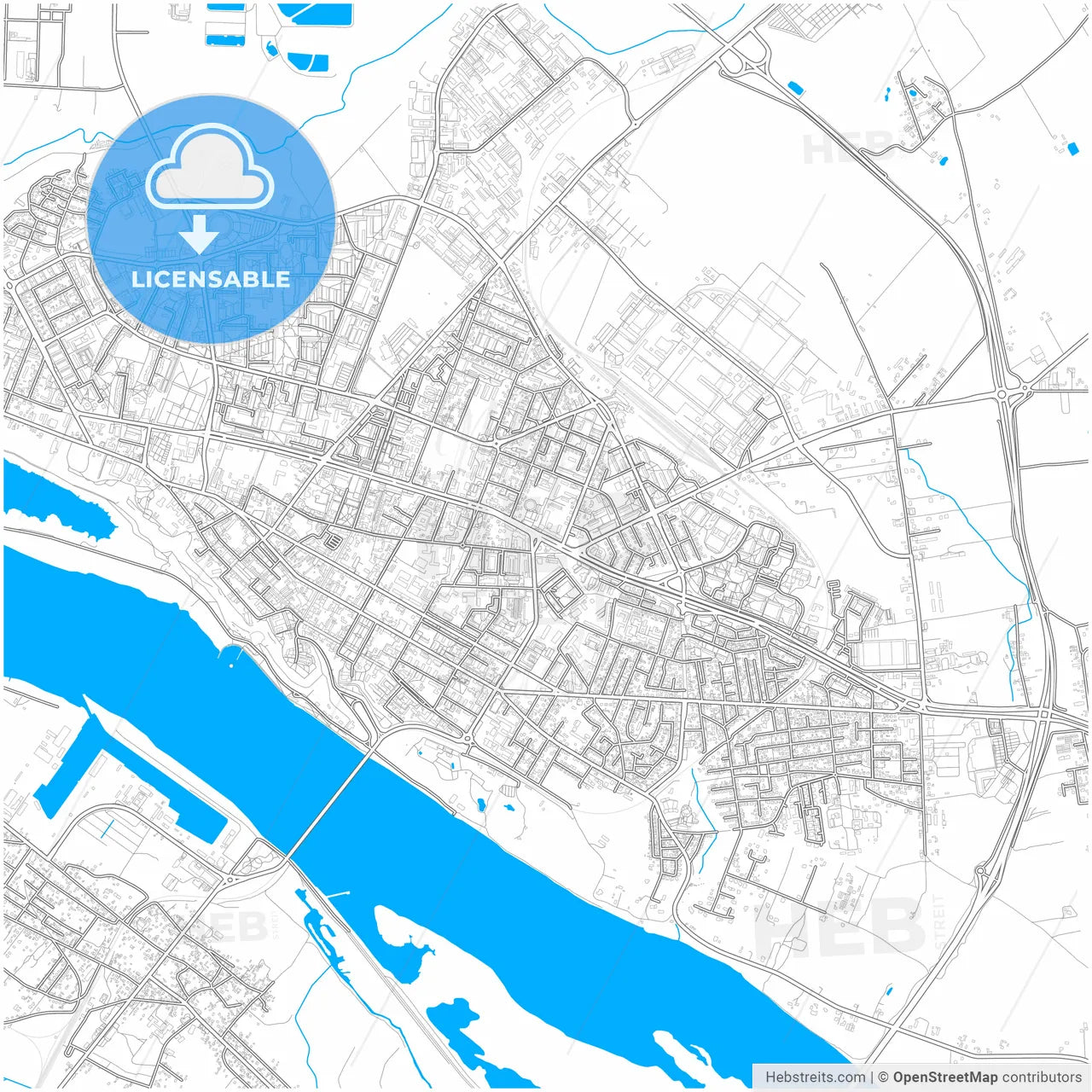 Płock, Masovian, Poland, city map with high resolution roads.