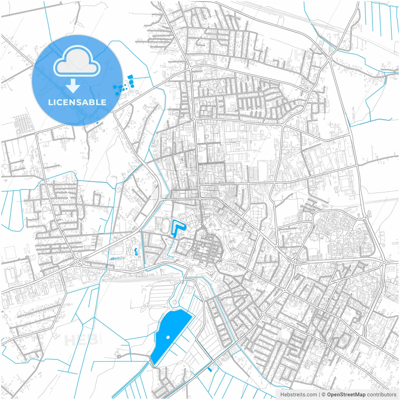 Zamość, Lublin, Poland, city map with high resolution roads.