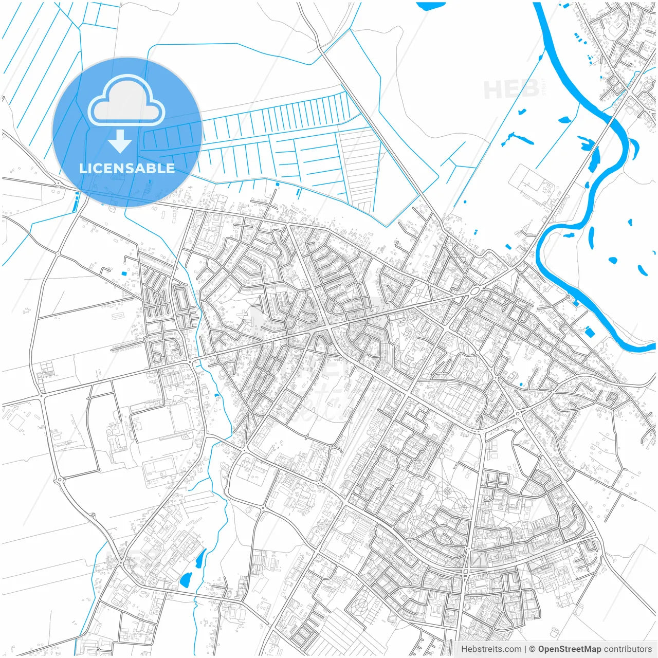 Łomża, Podlaskie, Poland, city map with high resolution roads.